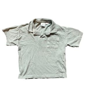 Zara Light Blue Green Collared Short Sleeve Shirt